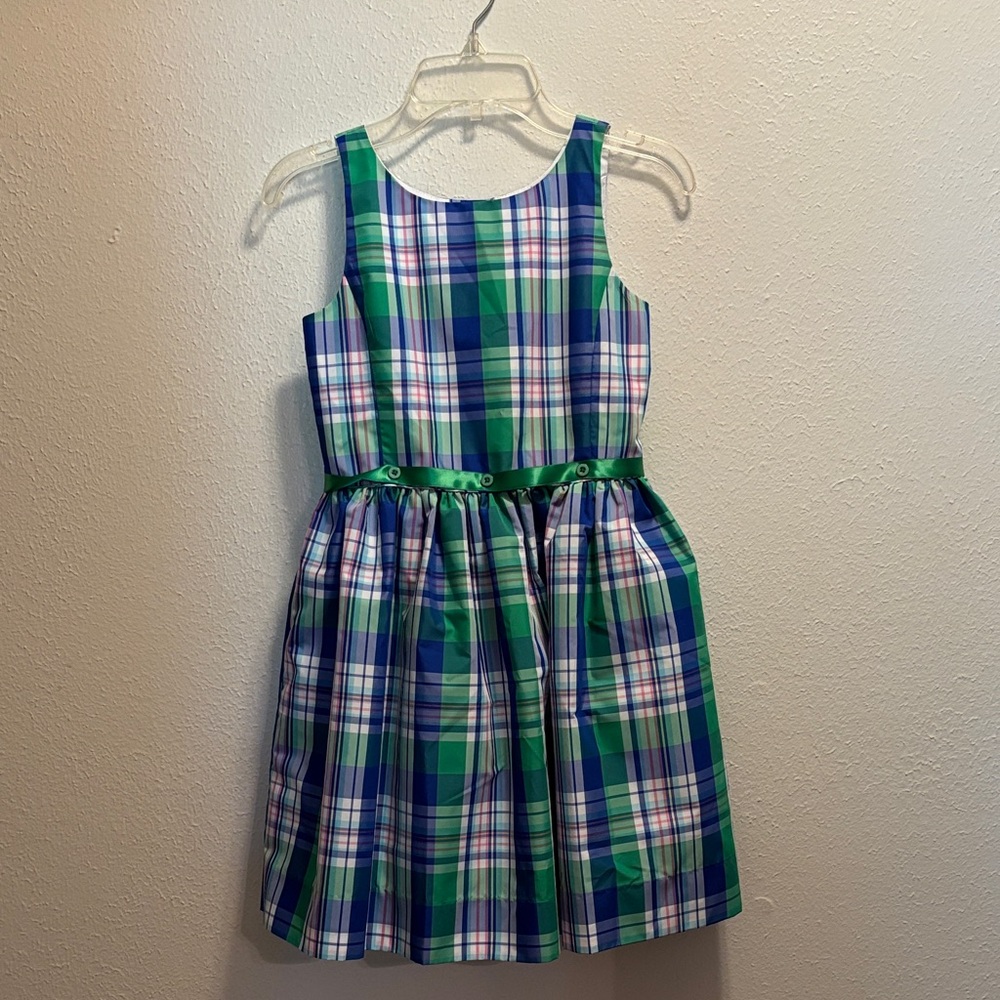 Polo by Ralph Lauren,little girls Plaid Dress in Green and Blue. Easter Dress